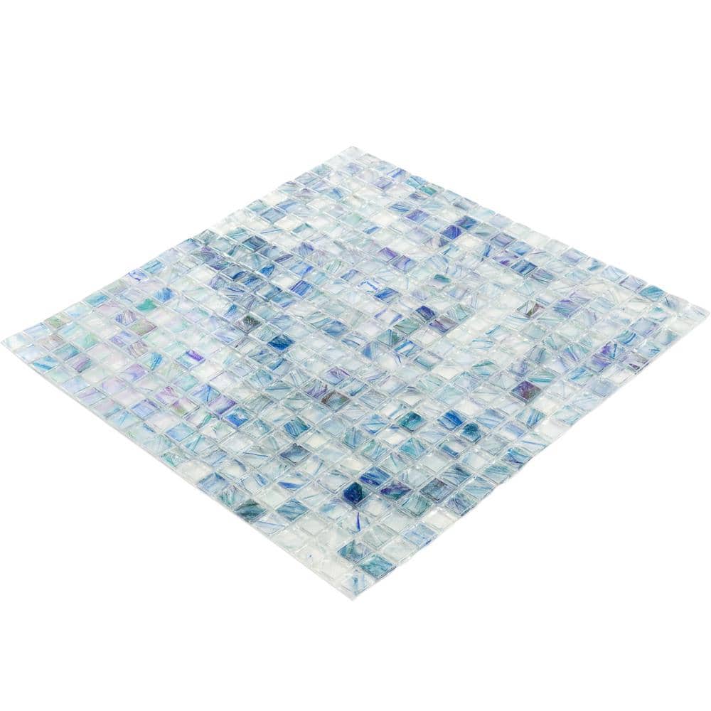 Zephyr Polished Blue Glass Mosaic Wall and Floor Tile