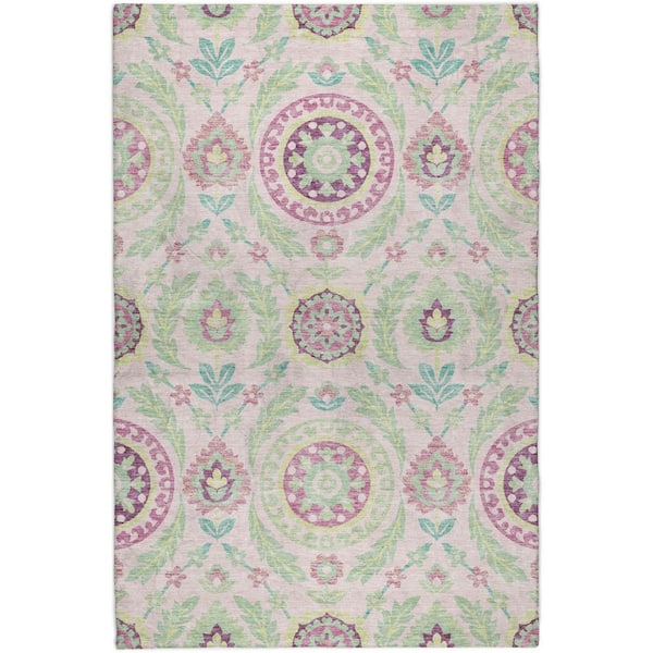 Dream Shag Premium Machine Washable Abstract ADS751 Pink 5 ft. x 7 ft. 6 in. Area Rug