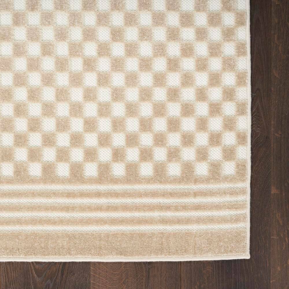 Beige Geometric 8' x 10' Synthetic Area Rug