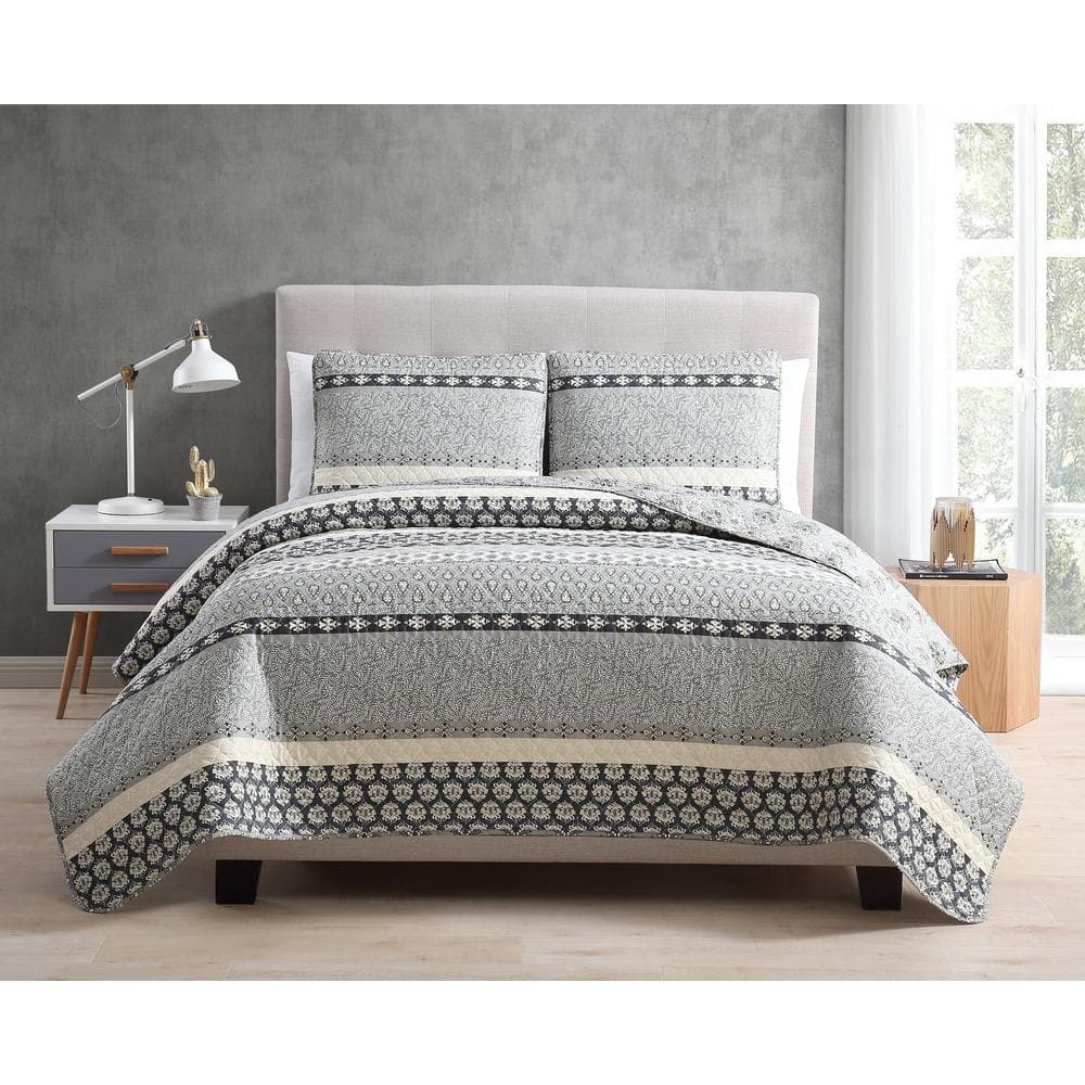 Morgan Home Mhf Home Noreen Gray 3-Piece Full/Queen Quilt Set M615993 ...