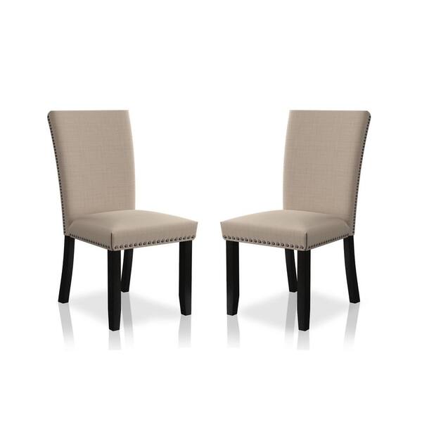 Furniture of America Southwind Black and Beige Side Chairs (Set of 2