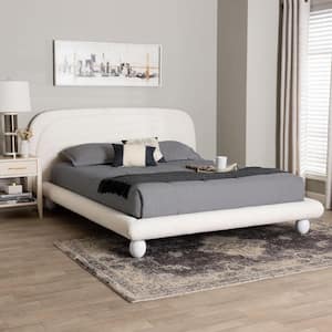 Eladio Ivory White Wood Frame Queen Platform Bed