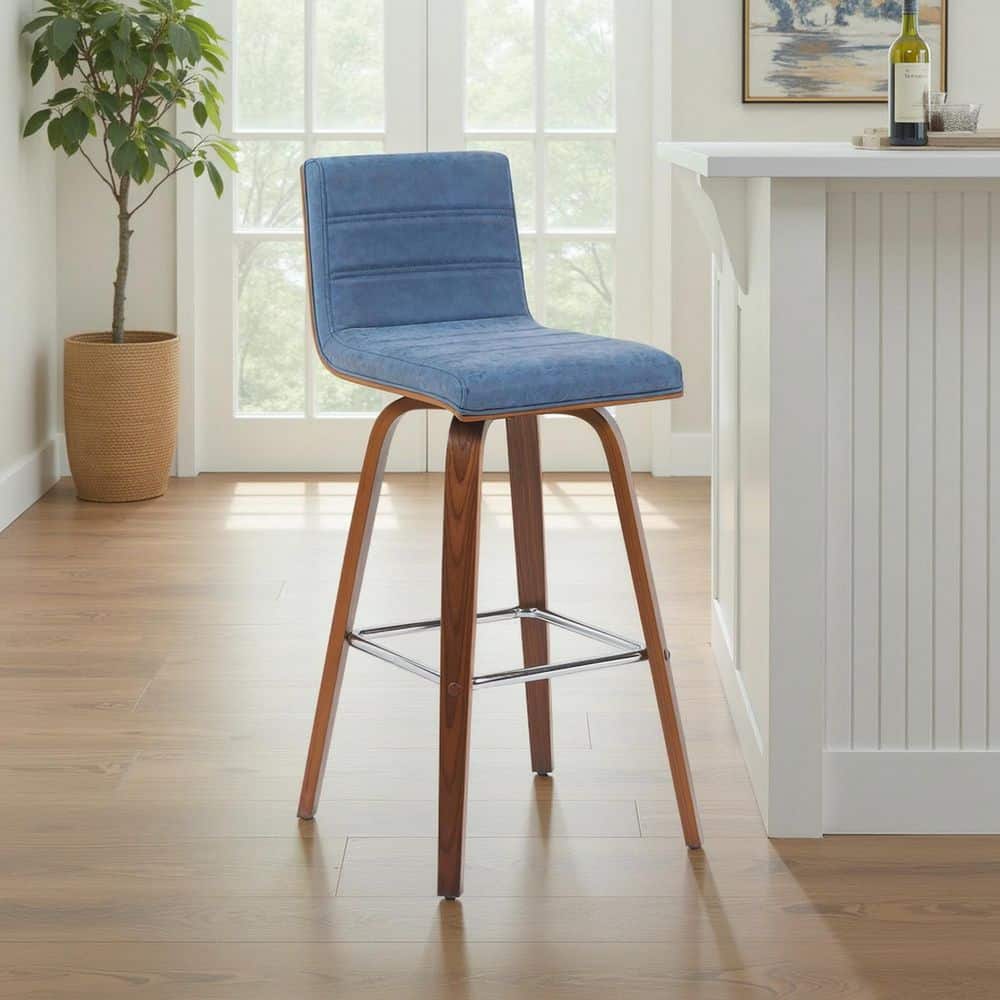 Vienna 30 in. Bar Height Vintage Blue Upholstered Swivel Barstool price history on PriceWatchPro