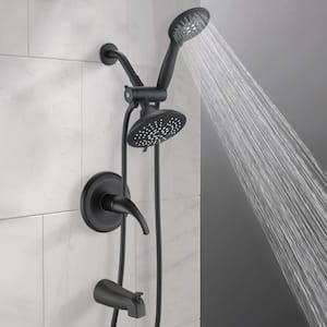 Single-Handle 6-Spray Tub and Shower Faucet with Valve in Matte Black