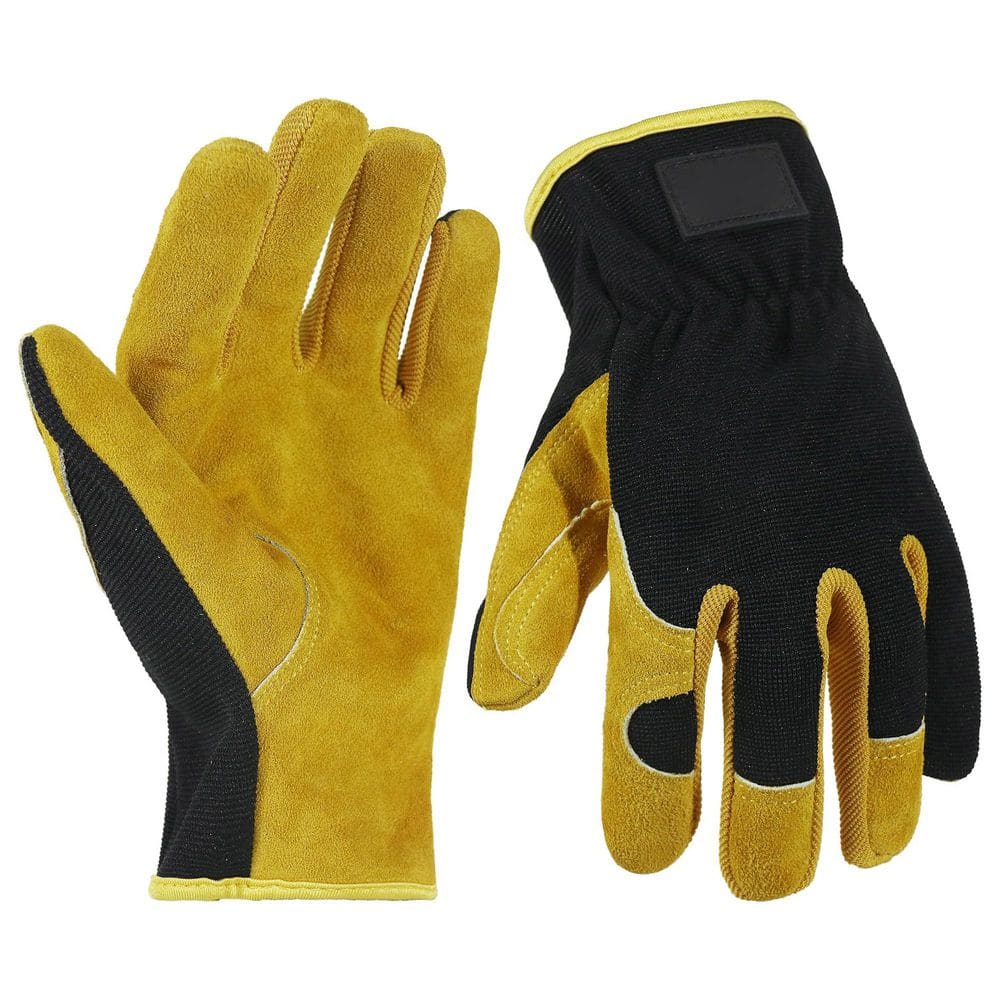 Leather Replacement Work Gloves Flexible Spandex Back Safety Cuff Cotton Lining Gardening Construction price history on PriceWatchPro