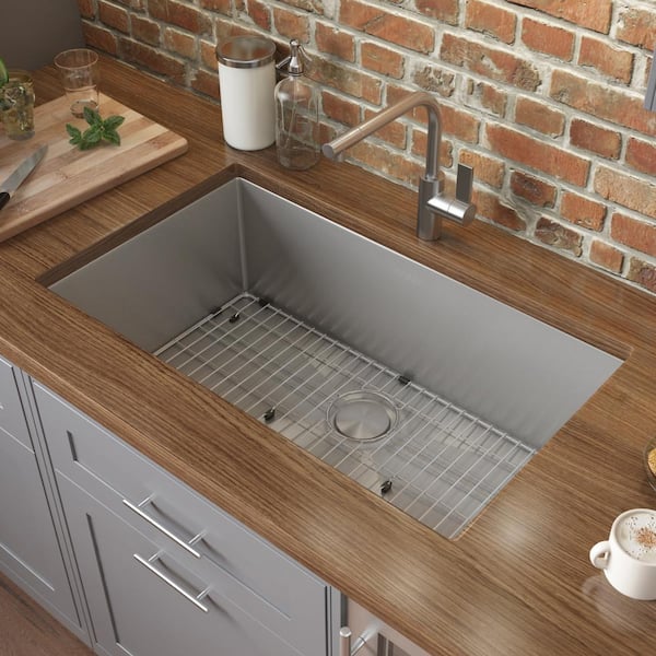 Gravena 28 in. Undermount SIngle Bowl 16-Gauge Stainless Steel Kitchen Sink with Rounded Corners