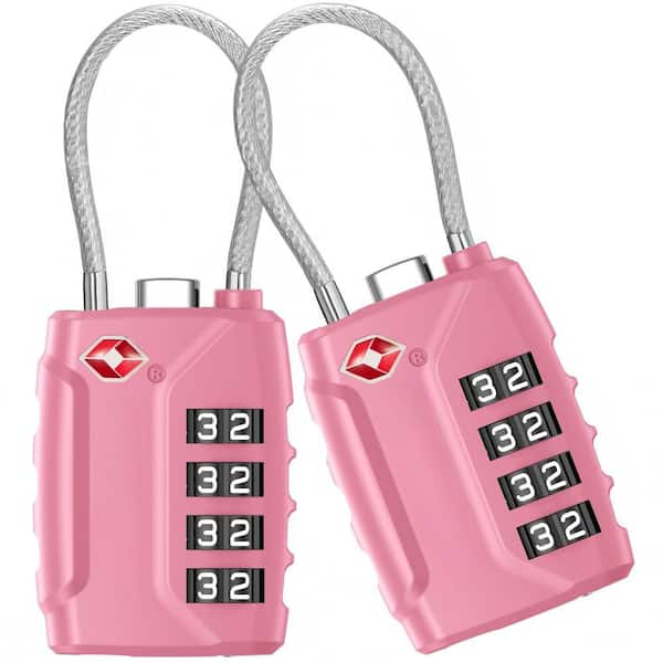 Wudkey 2 Pack Pink TSA Approved 4-Digit Luggage Lock, Zinc Alloy