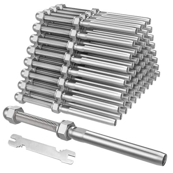 3/16 Cable Railing Swage Threaded Stud Tension End Fitting Terminal Stainless Steel Marine Grade 60 Pack