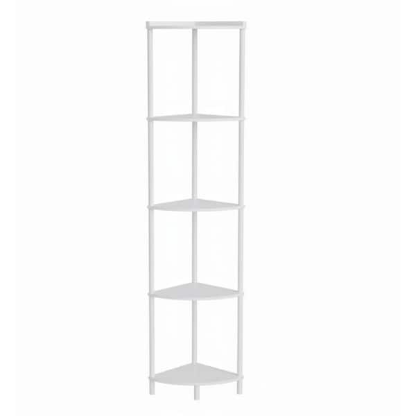 5-Tier White Wood Plant Stand for Indoor Outdoor, Tall Corner Shelf Stand (64.9 in. H)