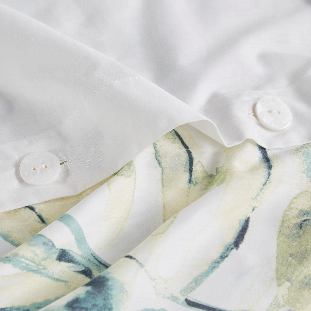 Lorelai Coastal Blue and Green Cotton King Duvet Cover Set