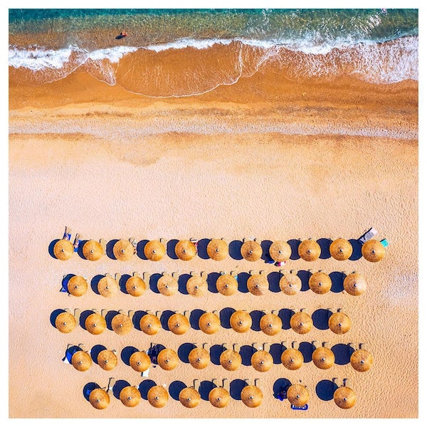 VENICE BEACH Collections Beachside Umbrellas Overshoot by Unknown 1 Piece Unframed Canvas Drawing Print 30 in. x 30 in.