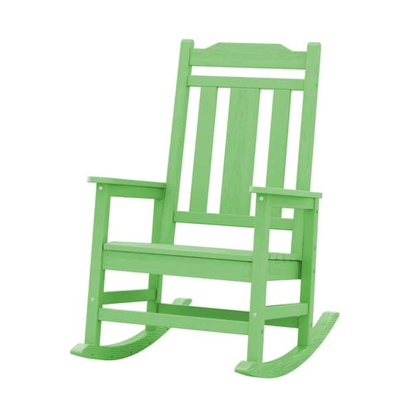 JEAREY Light Green HDPE Plastic Adirondack Chair Outdoor Rocking Chair for Patio and Garden (1-Pack)