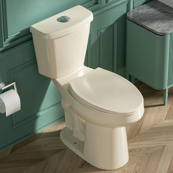 Kuomih 20 in. ADA Height Toilet 2-Piece 1.1/1.6 GPF Dual Flush Elongated Heightened Toilet in Bone High Toilet 12 in. Rough in