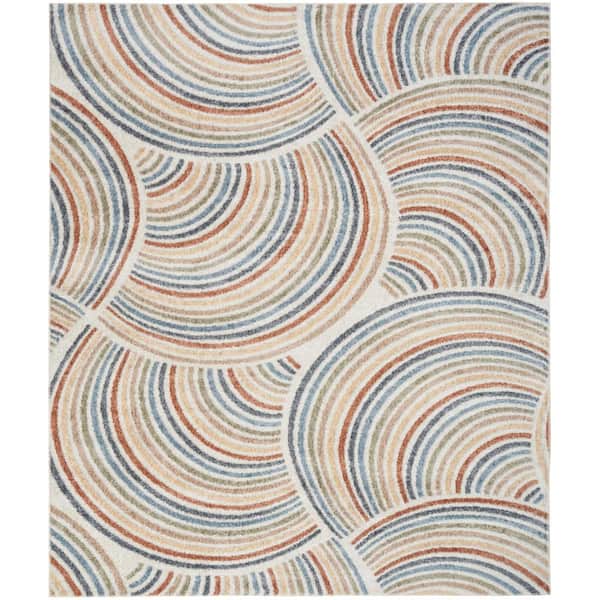 Nourison Astra Machine Washable Ivory Multicolor 10 ft. x 14 ft. All-over design Contemporary Area Rug