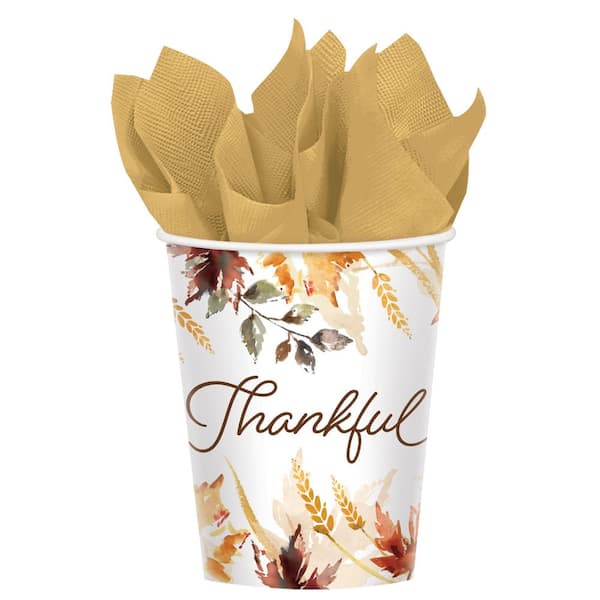 Amscan Classic 3 in. x 3.5 in. 9 oz. Multicolored Thanksgiving Paper Cups (2-Pack)