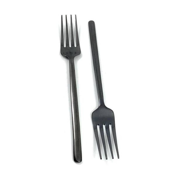 Vibhsa Black Glossy Stainless Steel Dinner Forks Set of 6-Pieces