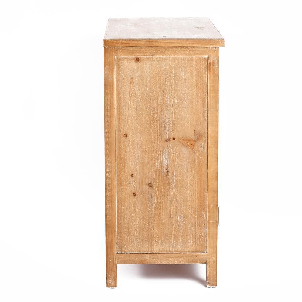 Rococo Romance 32'' White Natural Wood Floral Accent Cabinet
