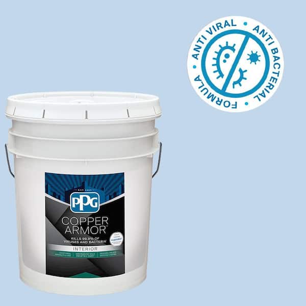 COPPER ARMOR 5 gal. PPG1242-2 Touch Of Blue Eggshell Antiviral and Antibacterial Interior Paint with Primer