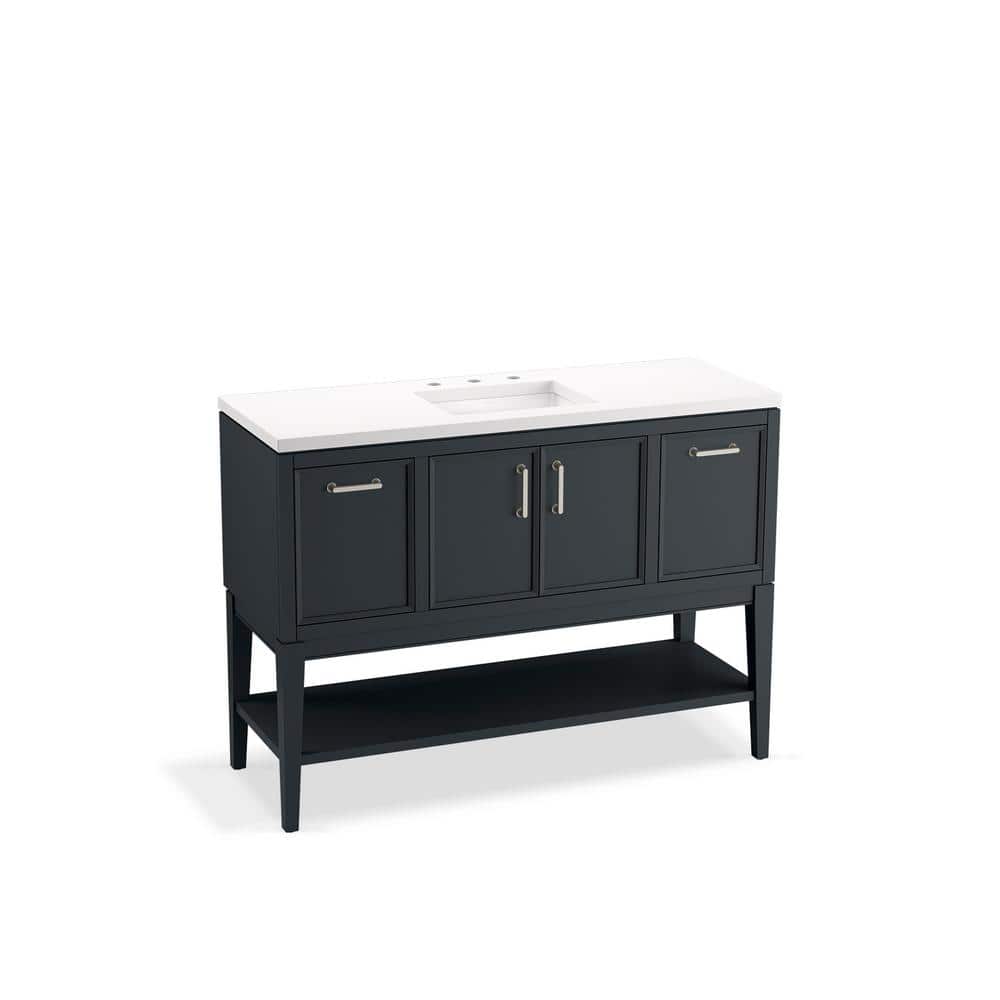 Slate Grey 48-Inch MDF Bathroom Vanity with Quartz Top