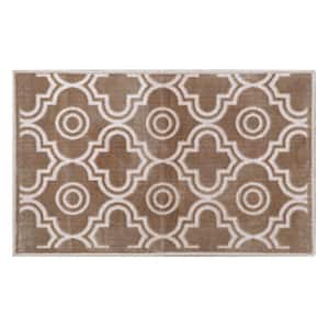 Arya Collection Taupe 26 in. x 42 in. Polyester Rectangle Area Rug