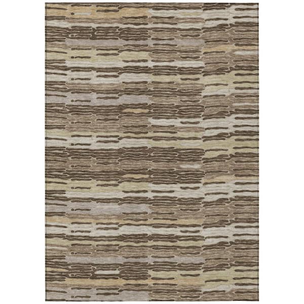 Chantille Machine Washable Indoor/Outdoor Abstract ACN3114 Chocolate 9 ft. x 12 ft. Area Rug