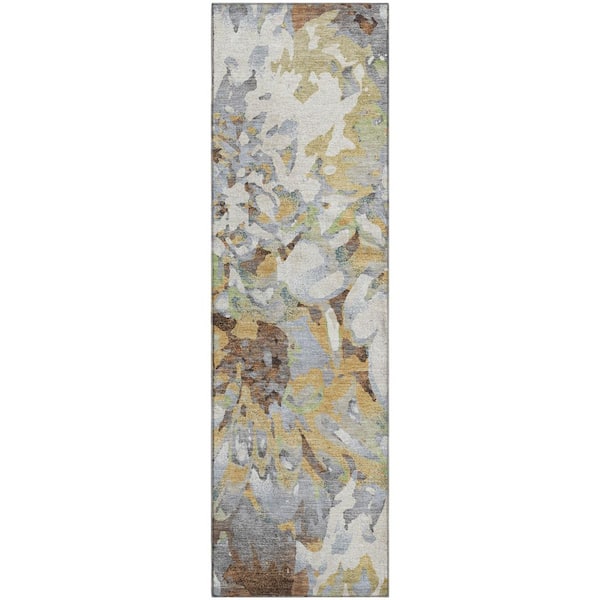 Mayfield Premium Machine Washable Abstract AMF2340 Wheat 2 ft. x 7 ft. Runner Rug