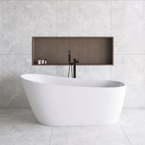60 in. x 31 in. Acrylic Single Slipper Flatbottom Freestanding Soaking Bathtub in White