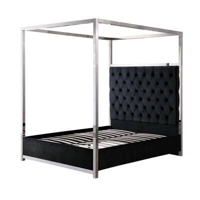 Best Master Furniture Jeremy Velvet Black King Canopy Bed Jj026vblkek The Home Depot Best Master Furniture Jeremy Velvet, King Canopy Bed