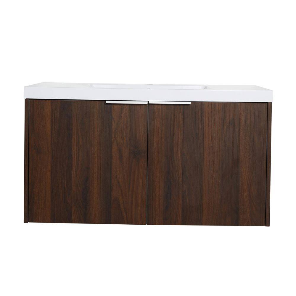 36 in. W x 18.13 in. D x 19.31 in. H Floating Bath Vanity in Brown with Whi