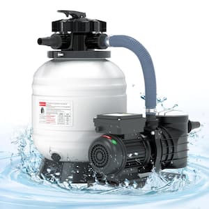 Sand Filter Pump for Above Ground Pool with Timer, 14in Pool Sand Filter with 6-Way Multi-Port Valve and Strainer Basket