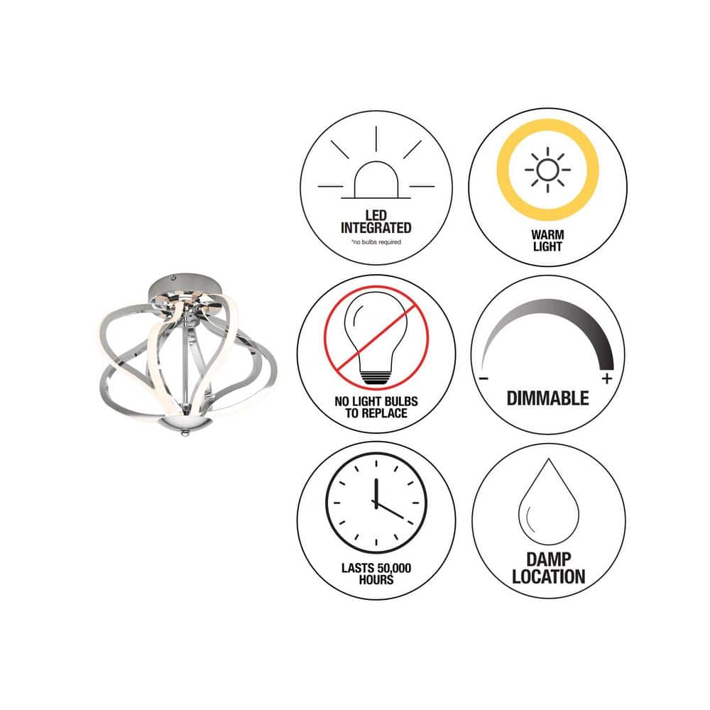 Meridian Chrome Integrated LED Modern Flush Mount Ceiling Light