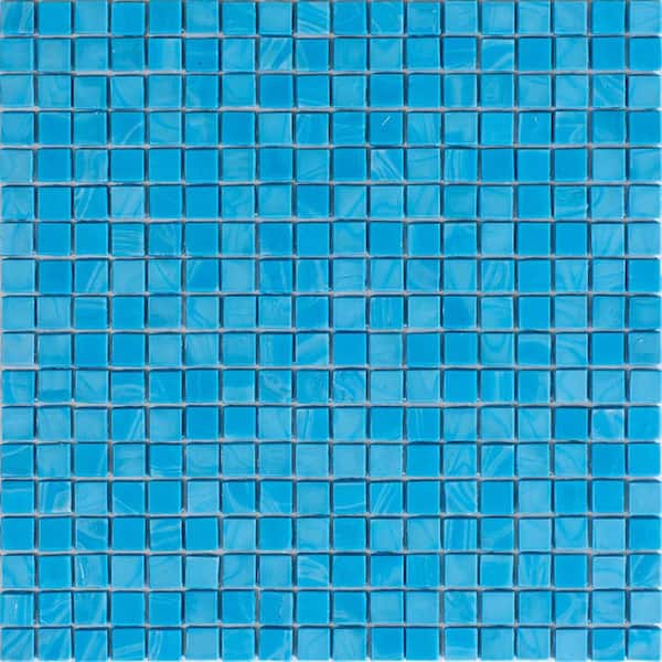 Apollo Tile Skosh 4" x 6" Glossy Cerulean Blue Glass Mosaic Uniform square Wall and Floor Sample Tile 0.13 sq. ft./Piece (1-Pack)