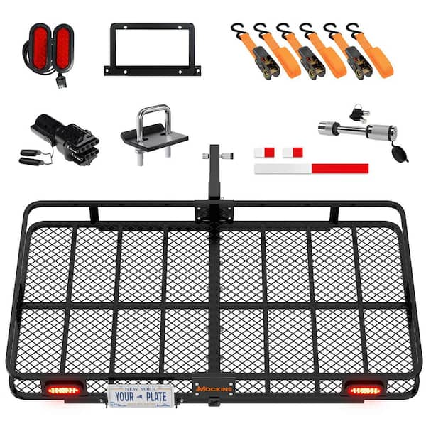 72-in. x 36-in. x 6-in. Trailer Hitch Cargo Carrier with Rear Lights, License Plate Holder and Hitch Carrier Accessories