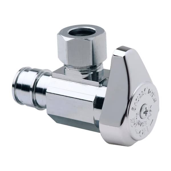 1/2 in. Nom Cold Expansion PEX Inlet x 3/8 in. OD Comp Outlet Brass 1/4-Turn Angle Stop