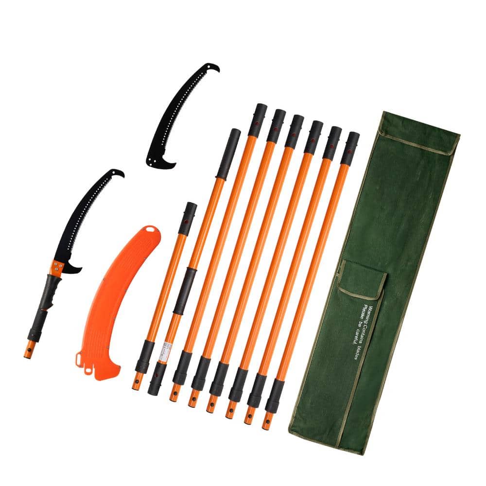 Black+Orange Manual Pole Saw, 5.45-27.17 ft Extendable Tree Pruner, Lightweight Fiberglass Handle Pole,Double-Hook Saws price history on PriceWatchPro