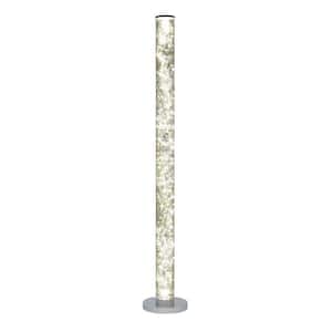 49 in. White Transparent Morden LED Column Floor Lamp for Living Room With Cylindrical Acrylic Tube Shade