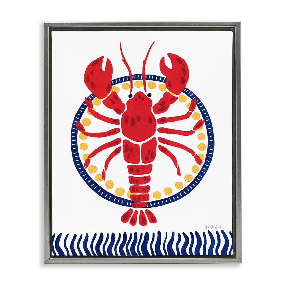 Kitschy Coastal Lobster by Yvette St. Amant Gray Floater Frame Animal Graphic Art Print 21 in. x 17 in. price history on PriceWatchPro