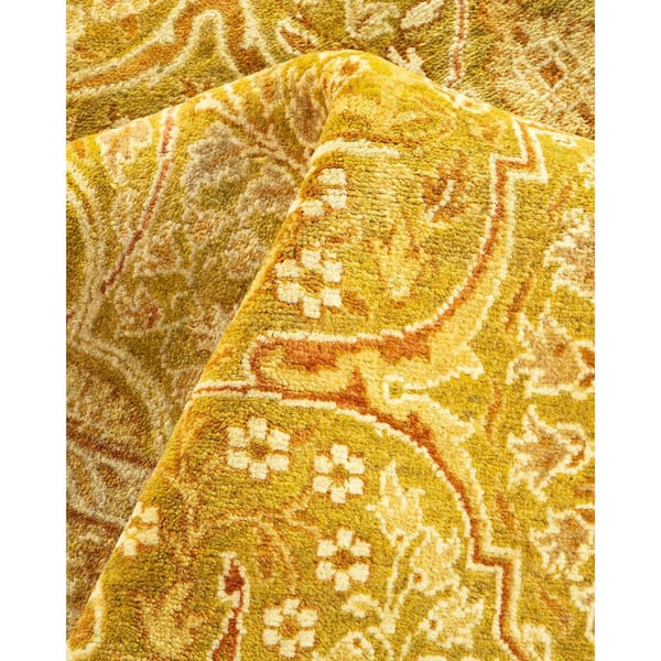 Mogul 12 ft. x 18 ft. Green Oriental Wool Indoor Area Rug