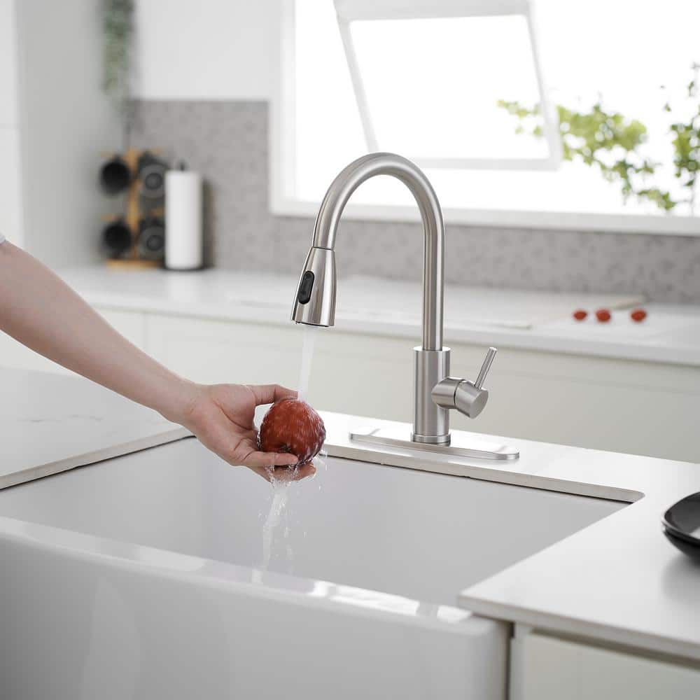 Brushed Nickel Single Handle Pull-Out Spray Kitchen Faucet