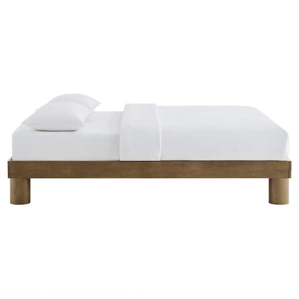 Runa French Oak Brown Wood Frame Queen Platform Bed
