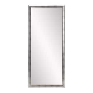 31 in. W x 65 in. H Rectangle Framed Silver Black Brushed Mirror