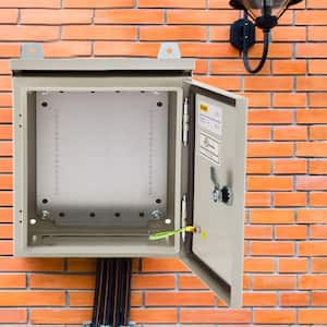 Electrical Enclosure Box 12 x 12 x 6 in. NEMA 4X IP65 Junction Box Carbon Steel Hinged with Rain Hood for Outdoor Indoor