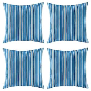 Sapphire Stripe Square Outdoor Throw Pillow (4-Pack)