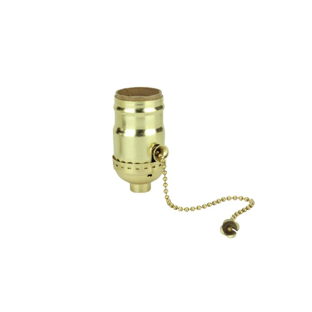 Aspen Creative 21302 Pull Chain Lamp Socket, Polished Brass