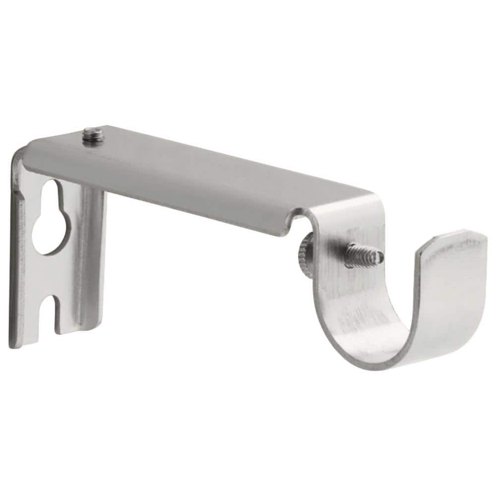 Satin Nickel Steel Single 4 in. Projection Curtain Rod Bracket (Set of 2)  545598 - The Home Depot