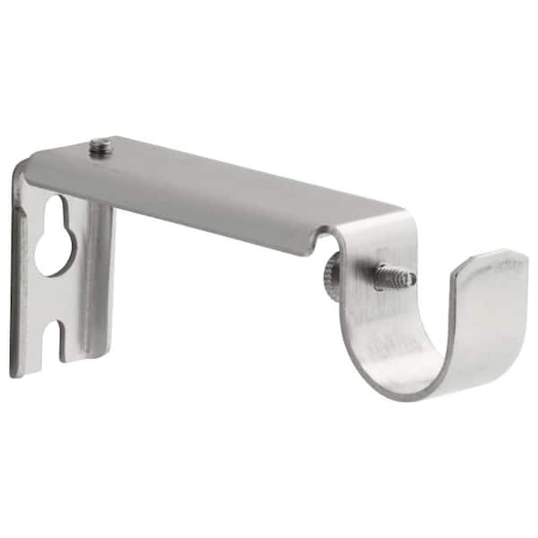 Satin Nickel Steel Single 4 in. Projection Curtain Rod Bracket (Set of 2)