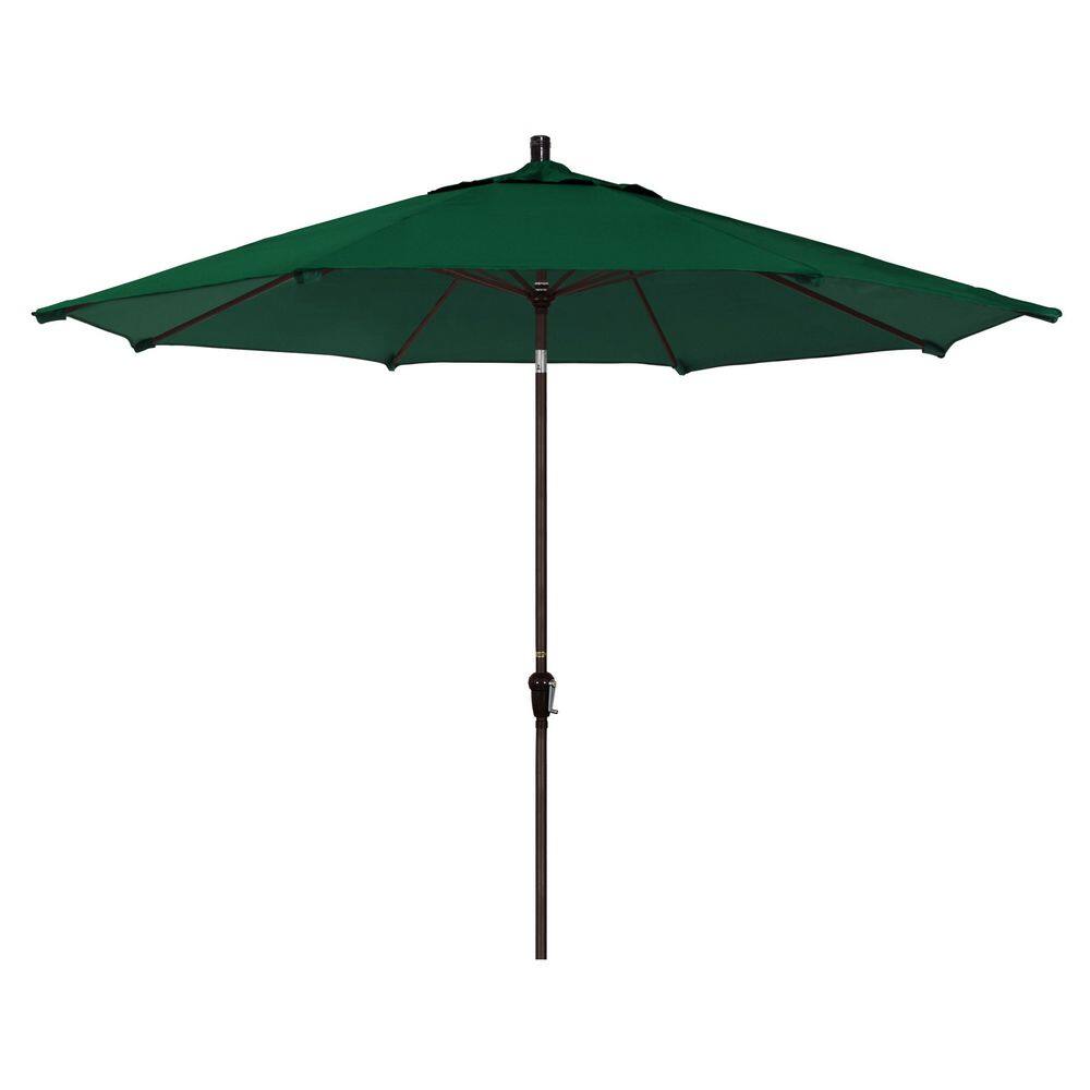 11 ft. Bronze Aluminum Market Patio Umbrella with Aluminum Ribs Auto Tilt Crank Lift in Forest Green Sunbrella price history on PriceWatchPro