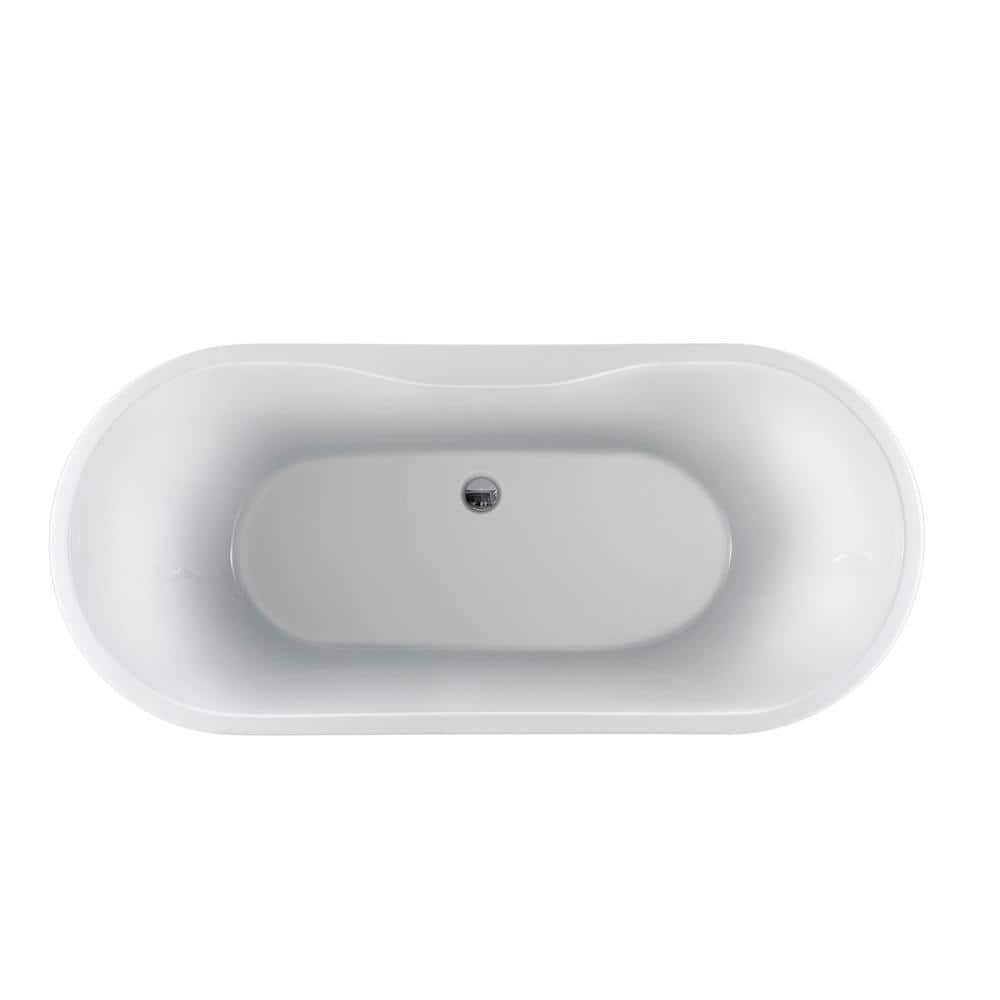 Penney 61'' White Freestanding Acrylic Soaking Bathtub