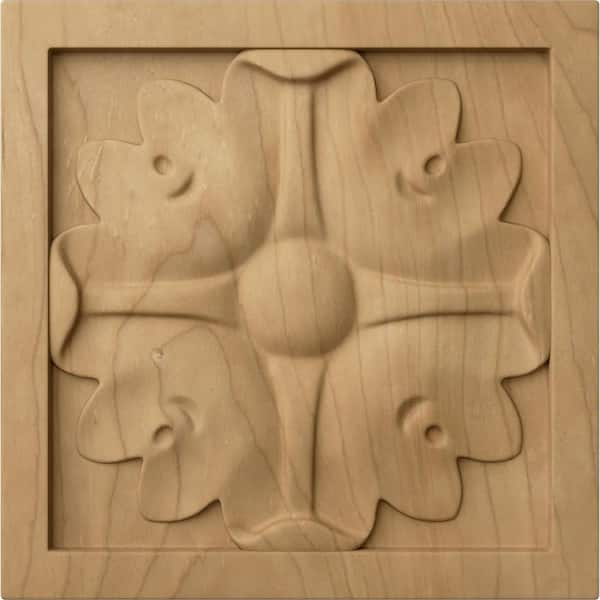 Ekena Millwork 5-1/8 in. x 7/8 in. x 5-1/8 in. Unfinished Wood Maple Large Edinburgh Rosette