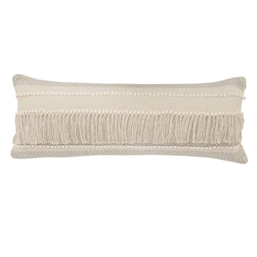 Eleanor Cottage Beige Fringed Over-Tufted Soft Poly-Fill 14 in. x 36 in. In